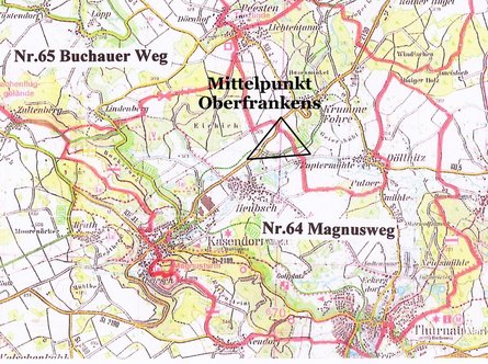 Kartenausschnitt Mittelpunkt Oberfrankens